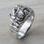 Men's sterling silver ring, 'Bulldog Courage' - Artisan Crafted Animal Themed Silver Bulldog Ring for Men (image 2) thumbail