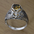 Citrine solitaire ring, 'Starling Romance' - Kissing Birds in Sterling Silver Citrine Solitaire Ring thumbail