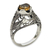 Citrine solitaire ring, 'Starling Romance' - Kissing Birds in Sterling Silver Citrine Solitaire Ring thumbail