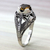 Citrine solitaire ring, 'Starling Romance' - Kissing Birds in Sterling Silver Citrine Solitaire Ring (image 2b) thumbail
