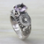 Amethyst solitaire ring, 'Lilac Moonlight' - Balinese Artisan Crafted Silver and Amethyst Solitaire Ring thumbail