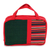 Cotton cosmetics bag, 'Red Jogja' - Hand Woven Cotton Cosmetics Bag in Red and Green