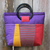 Handtasche aus Baumwolle und Mahagoni, 'Keraton Purple'. - Handgewebte Handtasche aus Baumwolle mit Henkeln aus Mahagoni