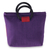 Handtasche aus Baumwolle und Mahagoni, 'Keraton Purple'. - Handgewebte Handtasche aus Baumwolle mit Henkeln aus Mahagoni