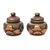 Decorative wood boxes, 'Guwang Treasure' (pair) - Small Handcrafted Decorative Round Wood Boxes (Pair)