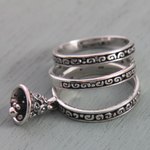 Sterling silver stacking rings, 'Bell Charm' (set of 3) - Sterling Silver Stacking Rings with Bell Charm (Set of 3)