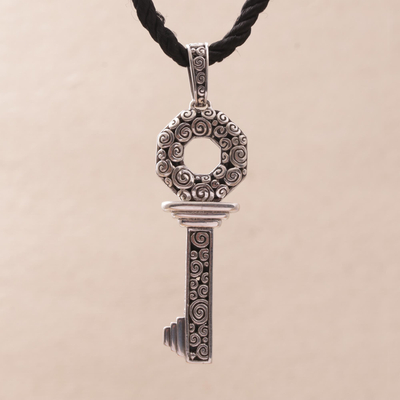 Collar colgante de plata esterlina - Collar con colgante de llave único para mujer en plata de ley