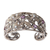 Amethyst and cultured pearl cuff bracelet, 'Temple Garden' - Floral 925 Silver Cuff Bracelet with Amethysts and Pearls thumbail