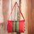 Cotton sling bag, 'Parangtritis Red' - Artisan Crafted Red Green Cotton Sling Shoulder Bag