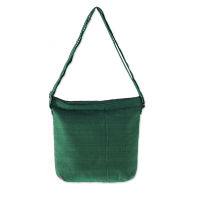 Bolso bandolera de algodón - Bolso de hombro de algodón verde con patchwork multicolor