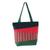 Cotton shoulder bag, 'Merapi Green' - Hand Woven Green Red Cotton Shoulder Bag with Inner Pockets