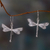 Sterling silver dangle earrings, 'White Dragonfly' - Dragonfly Earrings in Sandblasted Sterling Silver 925 thumbail