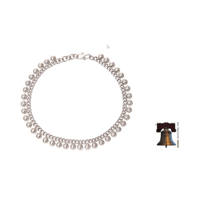 Sterling silver anklet, 'Moonlit Path' - Balinese Sterling Silver 925 Anklet with Round Charms