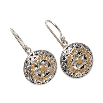 Gold accent sterling silver dangle earrings, 'Star Aura' - 18k Gold Accent Sterling Silver Artisan Crafted Earrings
