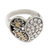 Gold accent sterling silver cocktail ring, 'Heart of Flowers' - Fair Trade Balinese 18k Gold Accent Sterling Silver Ring