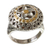 Gold accent sterling silver dome ring, 'Star Medallion' - Silver Star Motif Dome Ring with 18k Gold Accents