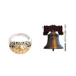 Gold accent sterling silver dome ring, 'Nebula' - Artisan Crafted Silver Dome Ring with 18k Gold Accents