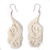 Bone dangle earrings, 'Dragon's Tail Fern' - Hand Carved Bone Dangle Earrings with Silver Hooks (image 2a) thumbail