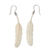 Bone dangle earrings, 'White Dove' - Handcrafted Silver Hook Bone Earrings with Feather Theme (image 2a) thumbail