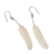Bone dangle earrings, 'White Dove' - Handcrafted Silver Hook Bone Earrings with Feather Theme