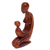Holzskulptur - Handgeschnitzte Mutter-Kind-Skulptur aus Suar-Holz aus Bali