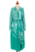 Rayon robe, 'Bali Breeze' - Silk Screen Green and Ivory Print Women's Rayon Robe (image 2d) thumbail