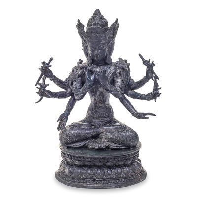Bronze sculpture, 'Trimurti' - Hindu Triad Antiqued Bronze Sculpture from Bali