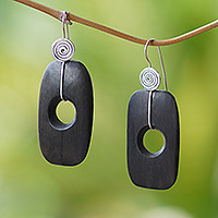 Featured review for Ebony wood dangle earrings, Tonga Tornado