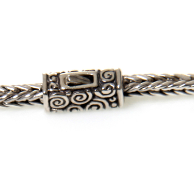 Sterling silver braided bracelet, 'Temple Path' - Artisan Hand Crafted Braided Sterling Silver Naga Bracelet