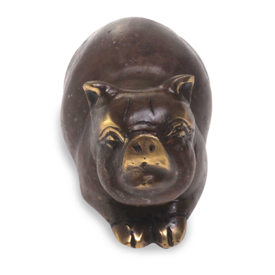 Bronzefigur - Antike Schweineskulptur aus Bronze aus Indonesien
