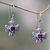 Garnet dangle earrings, 'Cross Pattee' - Handcrafted Balinese Silver Cross Earrings with Garnet thumbail