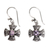 Amethyst dangle earrings, 'Cross Pattee' - Balinese Handcrafted Silver and Amethyst Cross Earrings thumbail