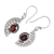 Garnet dangle earrings, 'Crimson Gaze' - Handmade Sterling Silver Hook Earrings with Garnets