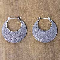 Sterling silver hoop earrings, Hypnotic Bali Moon