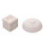 Limestone tealight candleholder, 'Frangipani Romance' (2 pieces) - Two Piece Hand Carved Floral Stone Candleholder