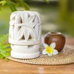 Limestone tealight candleholder, 'Rustling Bamboo' - Limestone Bamboo Sculpture Tealight Candleholder