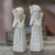 Limestone statuettes, 'Mimpi' (pair) - Balinese Statuettes Dreaming Couple Romantic Sculptures