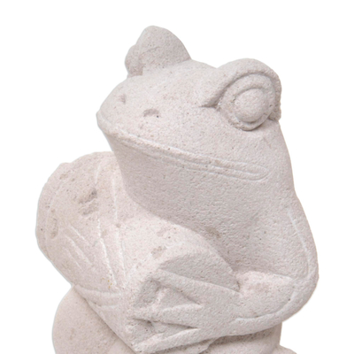 Limestone figurines, 'Musical Frogs II' (set of 3) - Limestone Frogs Figurines with Bali Instruments (Set of 3)