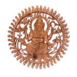 Wood relief panel, 'Ganesha Aura' - Balinese Artisan Carved Ganesha Wood Relief Panel