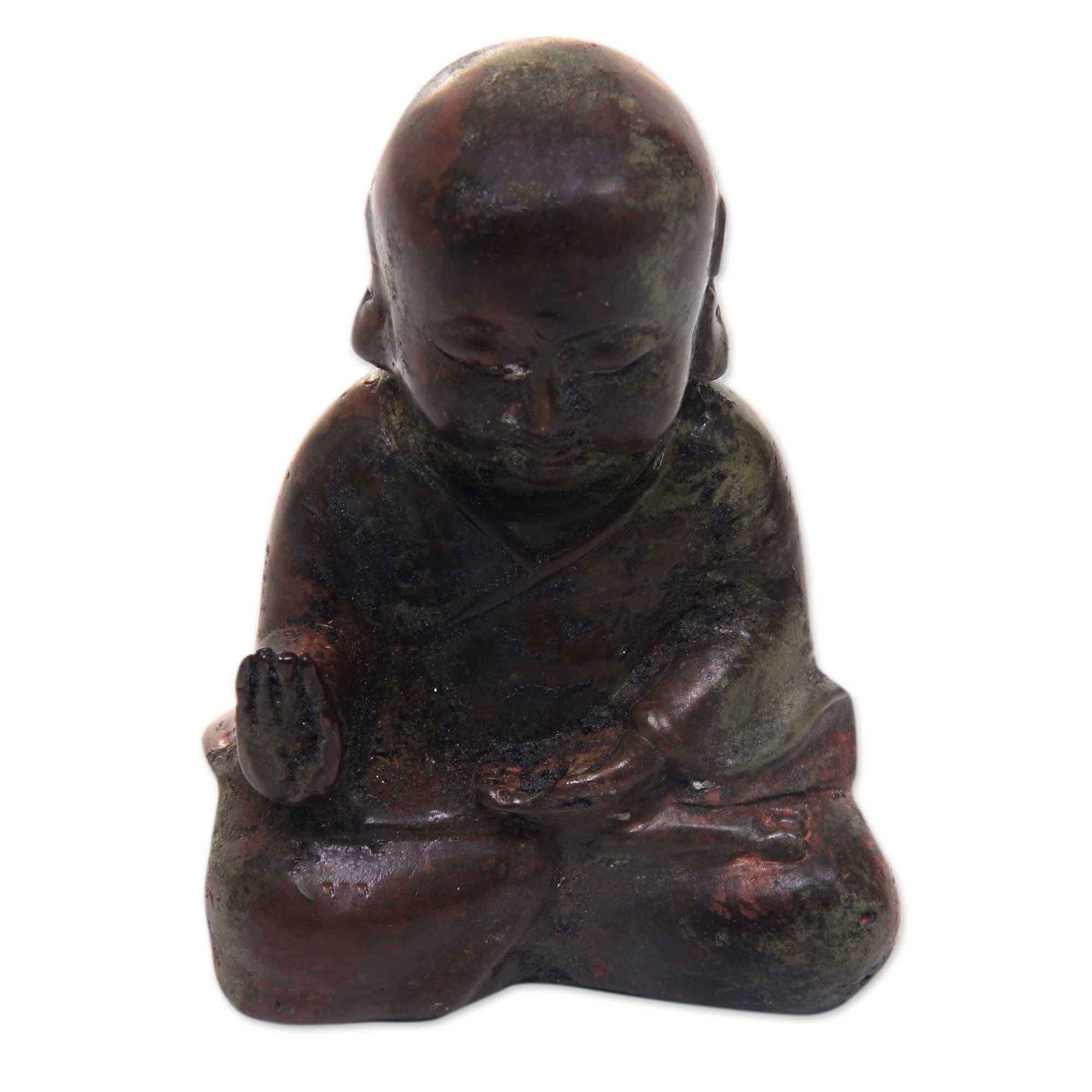 Vintage Style Bronze Buddha Figurine from Bali - Baby Buddha | NOVICA