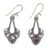 Amethyst dangle earrings, 'Balinese Glitz' - Pisces Amethyst Birthstone on Sterling Silver Hook Earrings thumbail