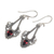 Garnet dangle earrings, 'Balinese Glitz' - Aquarius Garnet Birthstone on Sterling Silver Hook Earrings (image 2b) thumbail