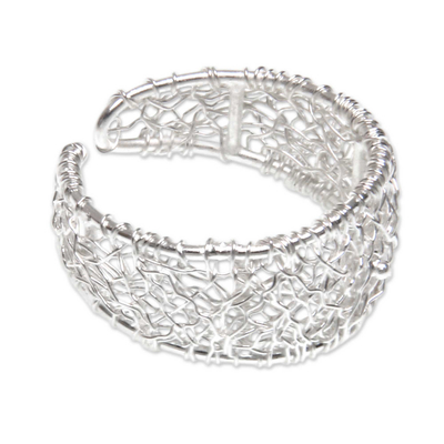Sterling silver wrap ring, 'Celuk Lace' - Modern and Abstract Handcrafted Silver Wrap Ring
