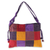 Cotton shoulder bag, 'Legendary Purple' - Hand Woven Cotton Patchwork Shoulder Bag from Bali