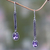 Amethyst dangle earrings, 'Falling Raindrops' - Handcrafted Balinese Amethyst and 925 Silver Earrings thumbail