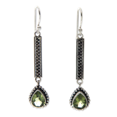 Balinese Peridot and Silver Artisan Crafted Earrings