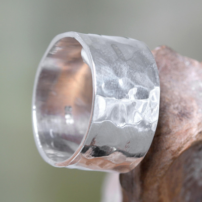 Sterling silver band ring, 'Fusion' - Women's Sterling Silver Band Ring Artisan Crafted Jewelry