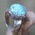Turquoise cocktail ring, 'Heavenly' - Handcrafted Balinese Silver Natural Turquoise Ring thumbail
