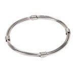 Sterling silver bangle bracelet, 'In Unity' - Modern Balinese Handcrafted Sterling Silver Bangle Bracelet