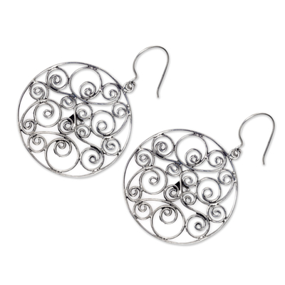 Sterling silver dangle earrings, 'Whispering Tendrils' - Artisan Crafted Sterling Silver Dangle Earrings